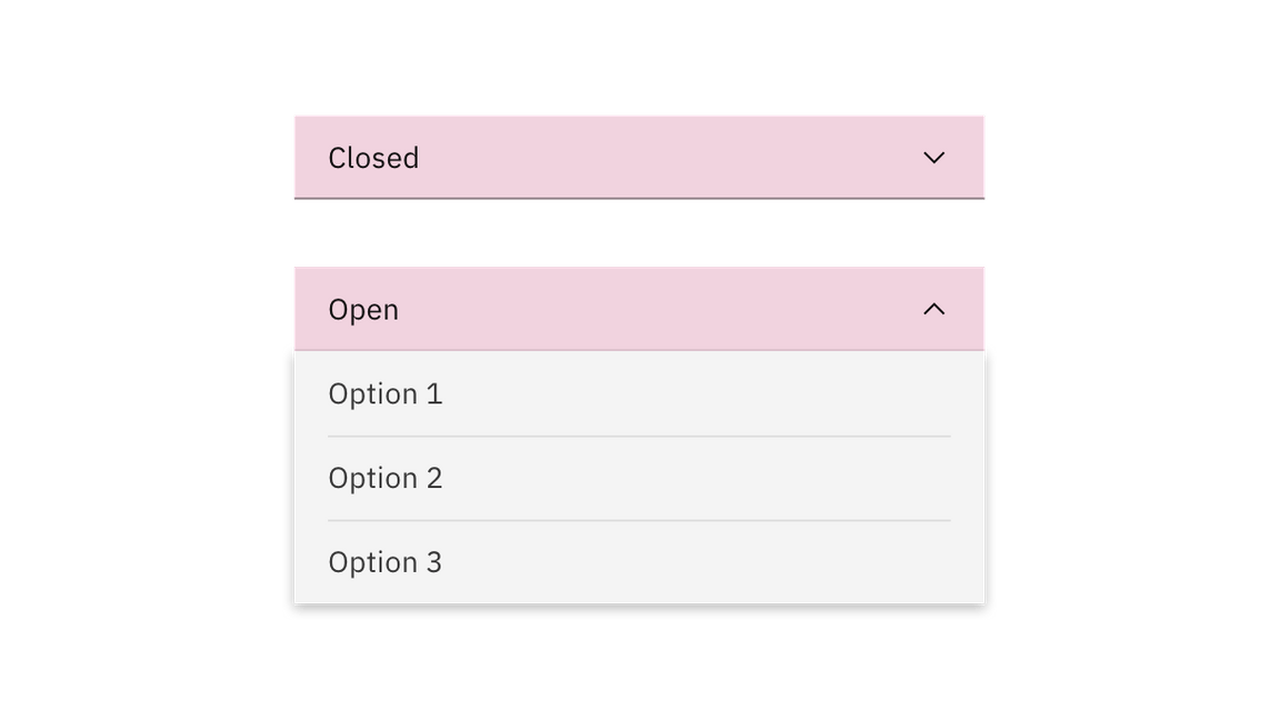 Dropdown closed and open state click targets.